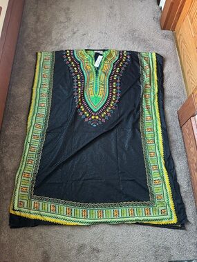 Sante Classics Black Dashiki Kaftan Caftan Muumuu Dress OS NWT